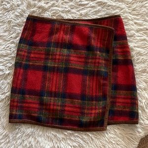 Vintage Ralph Lauren Red Plaid Wrap Wool Skirt